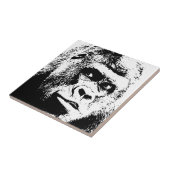Black White Pop Art Gorilla Tegeltje (Zijkant)