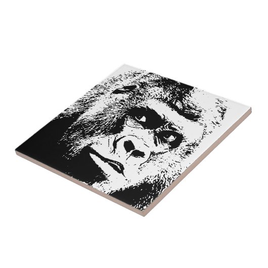 Black White Pop Art Gorilla Tegeltje (Zijkant)