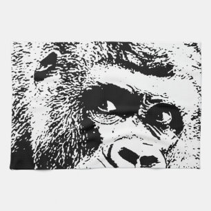 Black White Pop Art Gorilla Theedoek