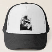 Black White Pop Art Gorilla Trucker Pet (Voorkant)