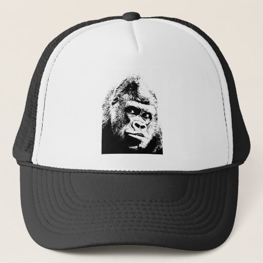 Black White Pop Art Gorilla Trucker Pet (Voorkant)
