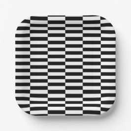 black white pop art grid stripes minimalist papieren bordje