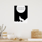 Black White Pop Art Leadership Wolf Howling Poster (Keuken)