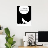Black White Pop Art Leadership Wolf Howling Poster (Thuiskantoor)
