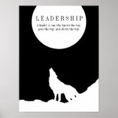 Black White Pop Art Leadership Wolf Howling Poster (Voorkant)