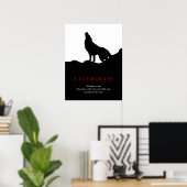 Black White Pop Art Leadership Wolf Poster (Thuiskantoor)