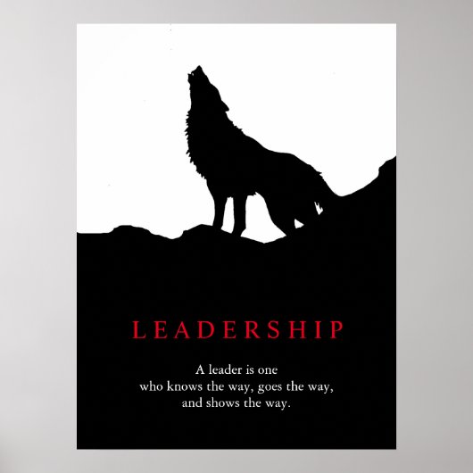 Black White Pop Art Leadership Wolf Poster (Voorkant)