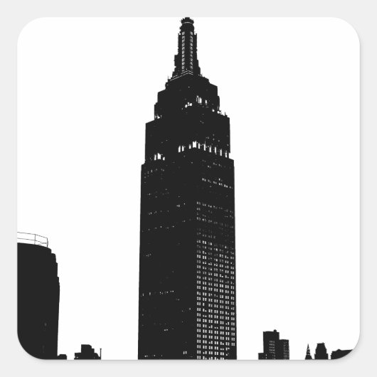 Black & White Pop Art New York Vierkante Sticker (Voorkant)