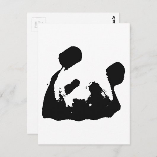Black White Pop Art Panda Briefkaart (Voorkant / Achterkant)