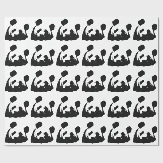Black White Pop Art Panda Cadeaupapier (Vlak)