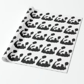 Black White Pop Art Panda Cadeaupapier (Uitgerold)