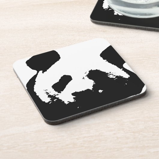 Black White Pop Art Panda Drankjes Onderzetter (Linkerzijde)