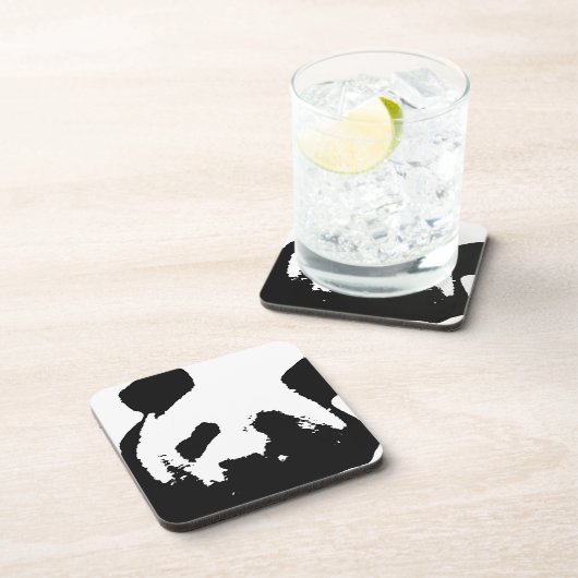 Black White Pop Art Panda Drankjes Onderzetter (Rechterzijde)