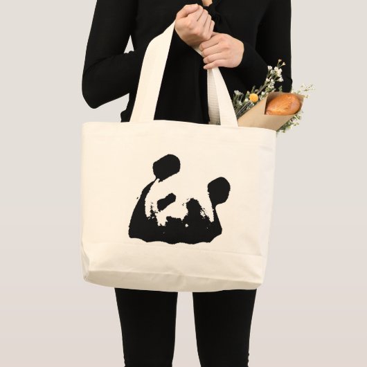 Black White Pop Art Panda Grote Tote Bag (Voorkant (product))