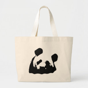 Black White Pop Art Panda Grote Tote Bag