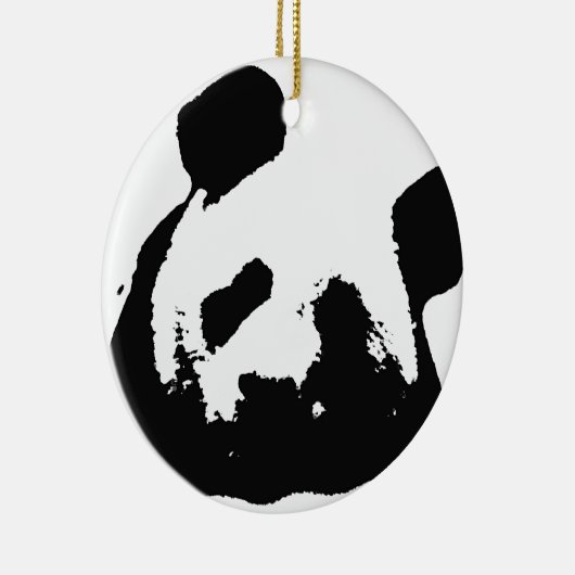 Black White Pop Art Panda Keramisch Ornament (Rechts)