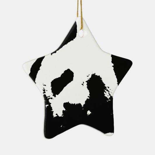 Black White Pop Art Panda Keramisch Ornament (Rechts)