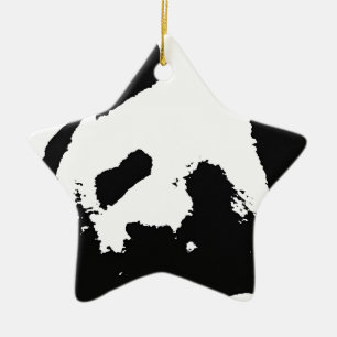 Black White Pop Art Panda Keramisch Ornament