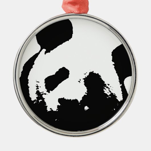 Black White Pop Art Panda Metalen Ornament (Voorkant)