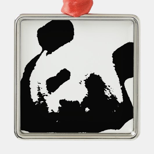 Black White Pop Art Panda Metalen Ornament (Voorkant)