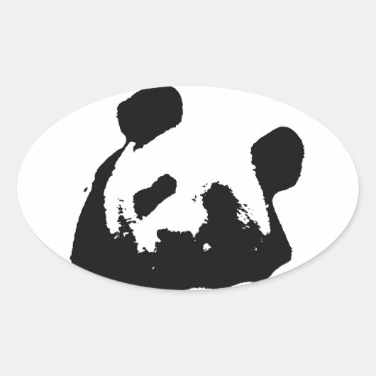 Black White Pop Art Panda Ovale Sticker (Voorkant)