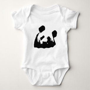Black White Pop Art Panda Romper