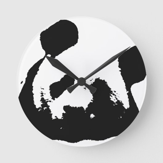 Black White Pop Art Panda Ronde Klok (Voorkant)
