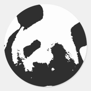 Black White Pop Art Panda Ronde Sticker