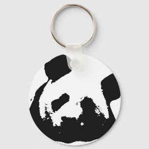 Black White Pop Art Panda Sleutelhanger