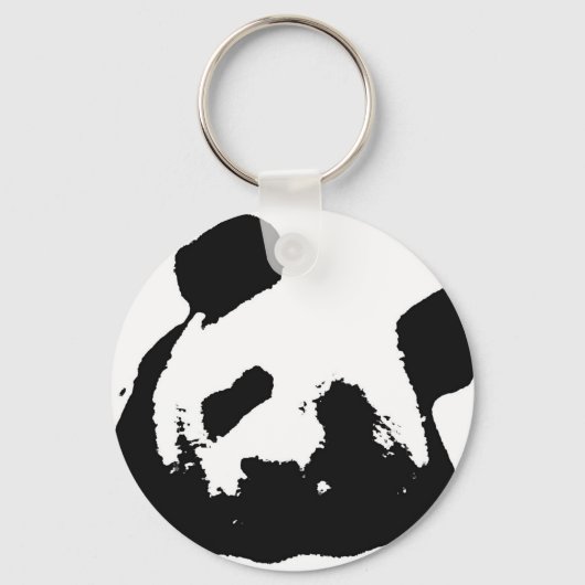 Black White Pop Art Panda Sleutelhanger (Voorkant)
