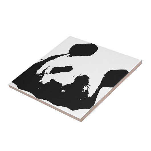 Black White Pop Art Panda Tegeltje (Zijkant)
