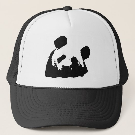 Black White Pop Art Panda Trucker Pet (Voorkant)