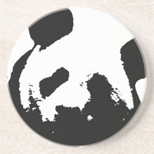 Black White Pop Art Panda Zandsteen Onderzetter