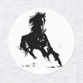 Black White Pop Art Running Horse Silhouette Labels (Design 2)