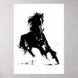 Black White Pop Art Running Horse Silhouette Poster<br><div class="desc">Black White Pop Art met paardenSilhouette / Digital Animal / Horse Art - Horse Head-kunstwerk</div>