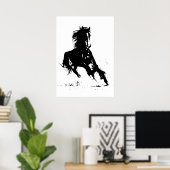 Black White Pop Art Running Horse Silhouette Poster (Thuiskantoor)