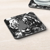 Black White Pop Art Tiger Bier Onderzetter (Linkerzijde)
