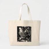 Black White Pop Art Tiger Grote Tote Bag (Voorkant)