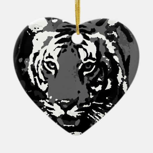 Black White Pop Art Tiger Keramisch Ornament (Voorkant)