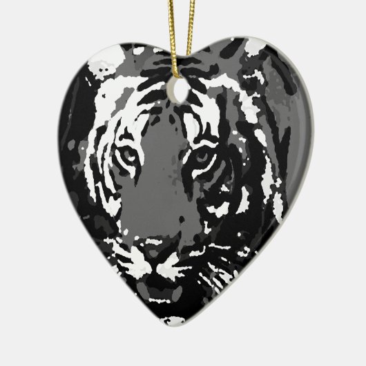 Black White Pop Art Tiger Keramisch Ornament (Links)