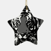 Black White Pop Art Tiger Keramisch Ornament (Rechts)
