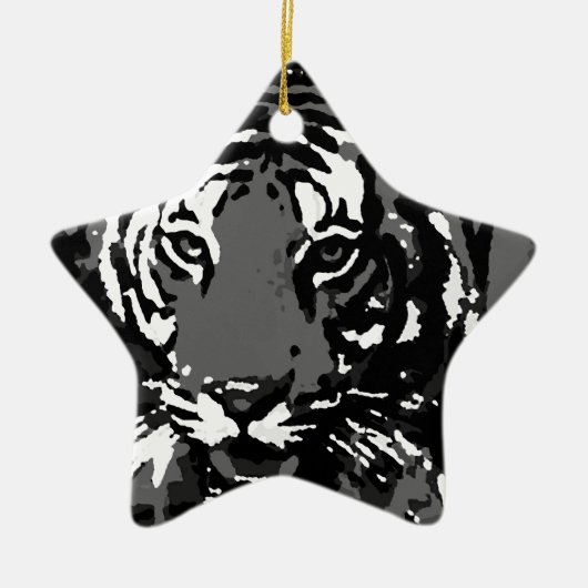Black White Pop Art Tiger Keramisch Ornament (Voorkant)