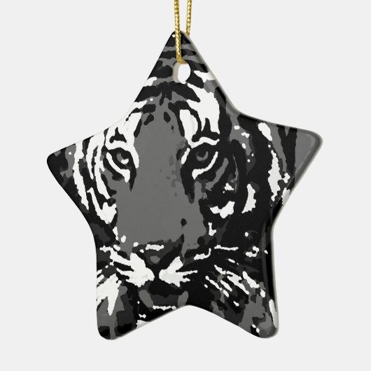 Black White Pop Art Tiger Keramisch Ornament (Links)
