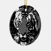 Black White Pop Art Tiger Keramisch Ornament (Rechts)