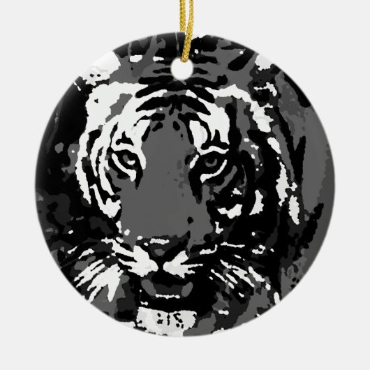 Black White Pop Art Tiger Keramisch Ornament (Voorkant)