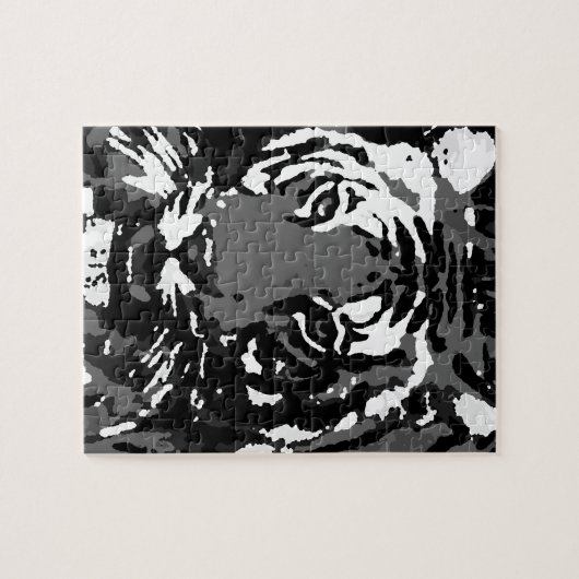 Black White Pop Art Tiger Legpuzzel (Horizontaal)