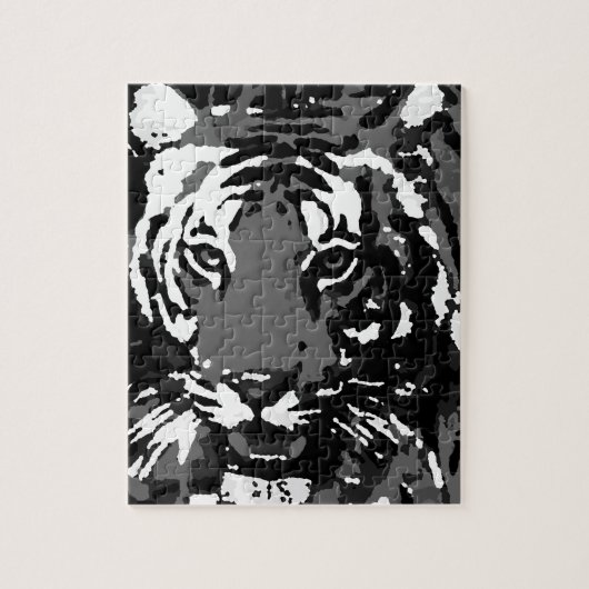 Black White Pop Art Tiger Legpuzzel (Verticaal)
