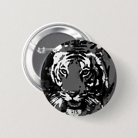 Black White Pop Art Tiger Ronde Button 5,7 Cm (Voorkant /achterkant)