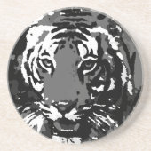 Black White Pop Art Tiger Zandsteen Onderzetter (Voorkant)