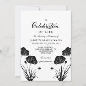 Black & White Poppies Celebration of Life Kaart (Voorkant)
